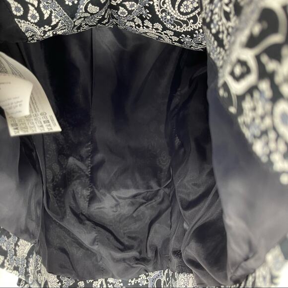 MNG Collection Paisley Navy White Print Blazer Size 10 Gardencore Fairycore - Picture 10 of 16